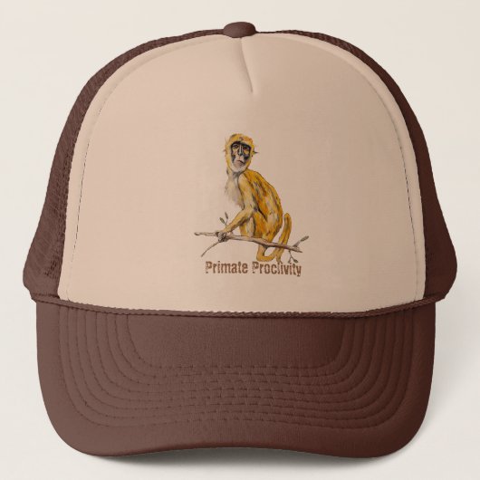 Primate Proclivity Monkey Trucker's Hat Truckerkappe (Vorderseite)