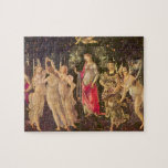 Primavera, Allegorie des Frühlings von Sandro Bott Puzzle<br><div class="desc">Primavera oder Allegorie des Frühlings c. 1482 von Sandro Botticelli (144-1510) ist ein Vintages Renaissance-Kunstmythologie-Naturgemälde mit einer Gruppe mythologischer Figuren in einem Wald oder Garten. Allegorisch für das üppige Wachstum der Frühjahrssaison. In einem Orangenhain sind sechs Frauen,  zwei Männer und ein mit Jalousie gefalteter Engel.</div>