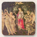 Primavera, Allegorie des Frühlings von Sandro Bott Untersetzer<br><div class="desc">Primavera oder Allegorie des Frühlings c. 1482 von Sandro Botticelli (144-1510) ist ein Vintages Renaissance-Kunstmythologie-Naturgemälde mit einer Gruppe mythologischer Figuren in einem Wald oder Garten. Allegorisch für das üppige Wachstum der Frühjahrssaison. In einem Orangenhain sind sechs Frauen,  zwei Männer und ein mit Jalousie gefalteter Engel.</div>
