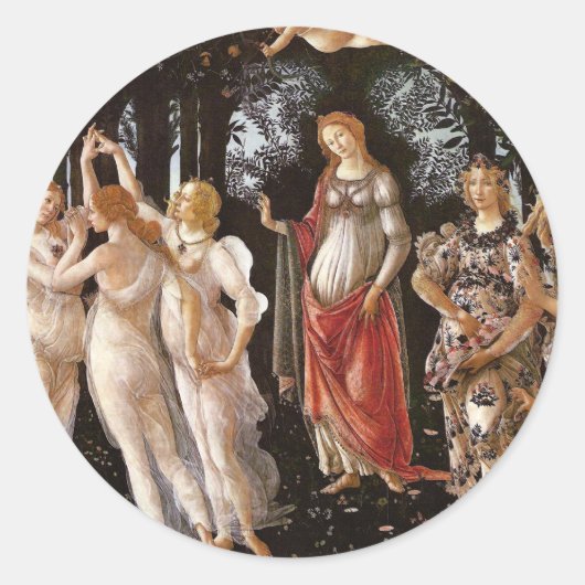 Primavera, Botticelli Runder Aufkleber (Vorderseite)