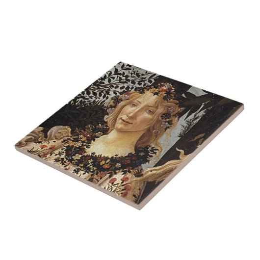 Primavera, Details Flora von Sandro Botticelli Fliese (Seite)