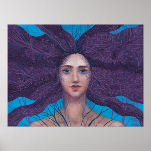 Primavera Spring Goddess Fantasy Surreal Portrait Poster (Vorne)