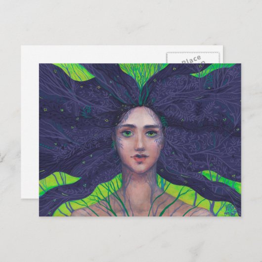 Primavera Spring Goddess Fantasy Surreal Portrait Postkarte (Vorne/Hinten)