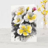 Primel - Aquarellblumen Karte (Gelbe Blume)