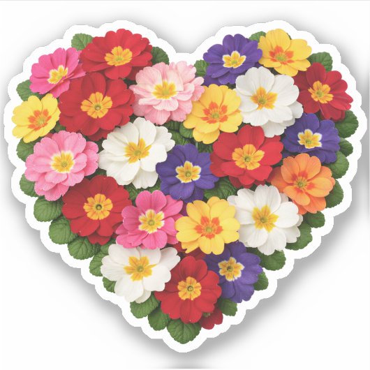 Primel-Herz Februar-Geburtsblume Aufkleber (Vorderseite)