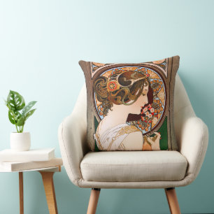 Primel von Alphonse Mucha Kissen