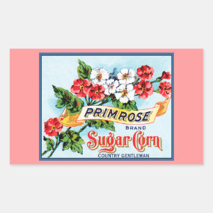 Primelblumen Vintage-Kisten-Etikettenkunst Rechteckiger Aufkleber