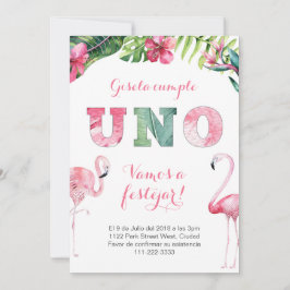 Primer Añito Flamenco | 1. Geburtstag Flamingo Einladung