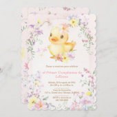 Primer Cumpleaños Pato de Goma Rosa para Niña Einladung (Vorne/Hinten)