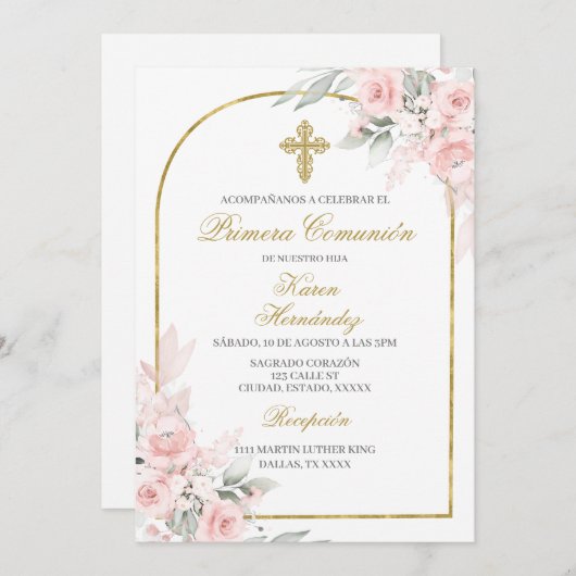 Primera comuión Spanisch Einladung (Vorne/Hinten)
