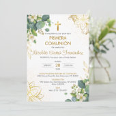 Primera Comunion Boy Girl Katholische Erste Kommun Einladung (Stehend Vorderseite)