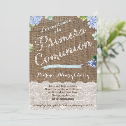 Primera Comunión, Einladung der 1. Kommunion Latin (Stehend Vorderseite)