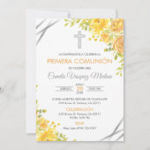 Primera Comunion Einladung Niedlich Gelbe Blumen (Vorderseite)