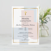 Primera Comunion Elegante Katholische Erste Kommun Einladung (Stehend Vorderseite)