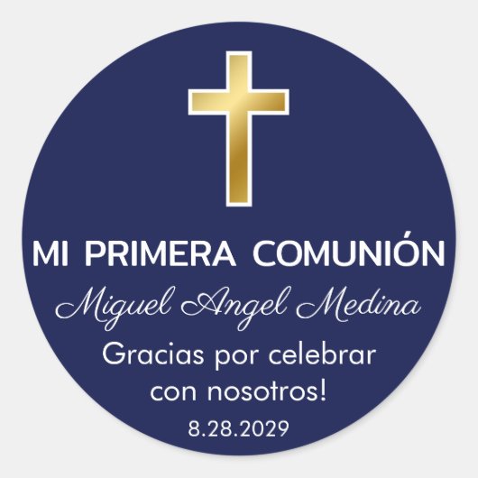 Primera Comunion Geschenke und Favoriten Erste Kom Runder Aufkleber (Vorderseite)