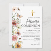 Primera Comunion Girl Niedlich Erste Kommune Einladung (Vorderseite)