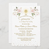 Primera Comunión Girls Twins First Holy Communion Einladung (Vorne/Hinten)