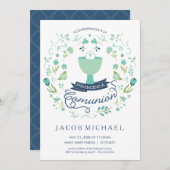 Primera Comunión Invitación - Spanisch, Junge lädt Einladung (Vorne/Hinten)