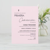 Primera Comunion Minimalistisch Erste Heilige Komm Einladung (Stehend Vorderseite)