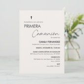 Primera Comunion Minimalistisch Erste Heilige Komm Einladung (Stehend Vorderseite)