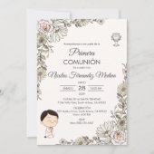 Primera Comunion Niedlicher Junge Erste Kommune Einladung (Vorderseite)