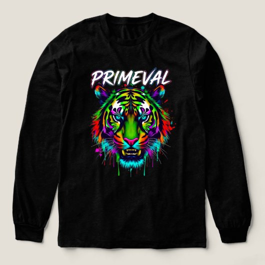 Primeval Neon Tiger Bella+Canvas Tri-Blend Long Sl Shirt (Design Vorderseite)