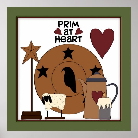Primitiv bei Herzenlandschaf-Dekoration Poster (Vorne)