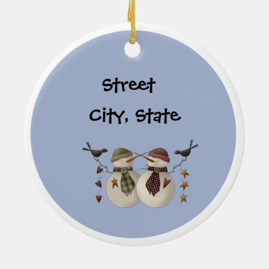 Primitiv - Erste Weihnachten in unserer neuen Zuha Keramik Ornament (Hinten)