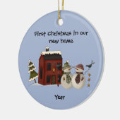 Primitiv - Erste Weihnachten in unserer neuen Zuha Keramik Ornament (Links)