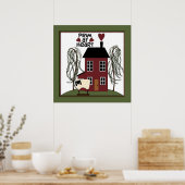 Primitiv im Heart Country Sheep & House Dekor Poster (Küche)