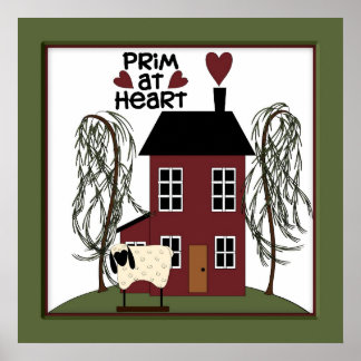 Primitiv im Heart Country Sheep & House Dekor Poster
