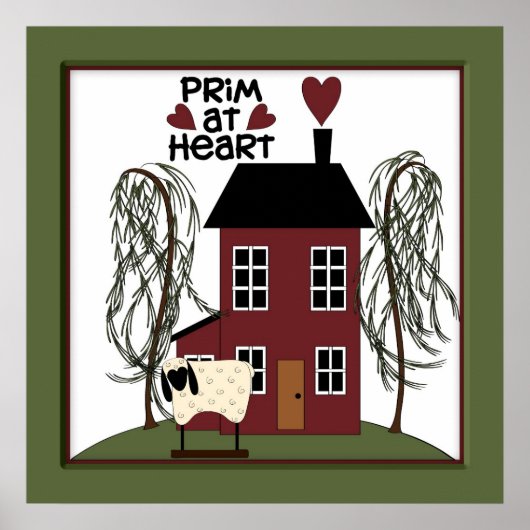 Primitiv im Heart Country Sheep & House Dekor Poster (Vorne)