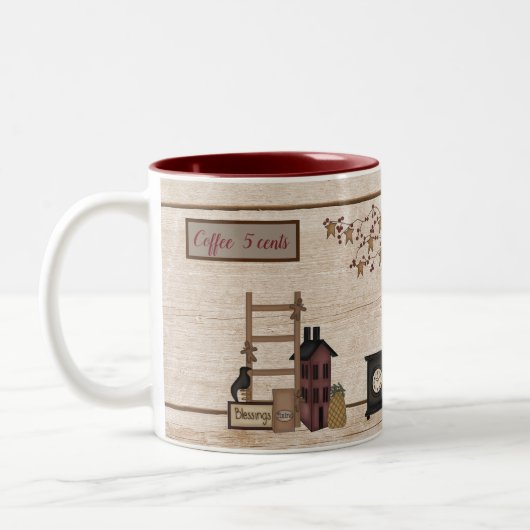 Primitiv "Kaffee 5 Cent" Zweifarbige Tasse (Links)