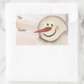 Primitive Acrylic Painted Snowman Weihnachtsmarke Rechteckiger Aufkleber (Tasche)