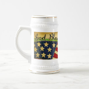 Primitive alte Herrlichkeit Gott segne Amerika Ste Bierglas