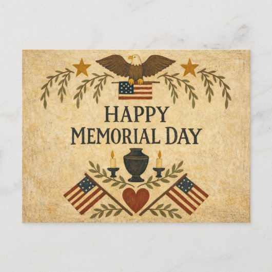Primitive Americana Memorial Day  Feiertagspostkarte (Vorderseite)