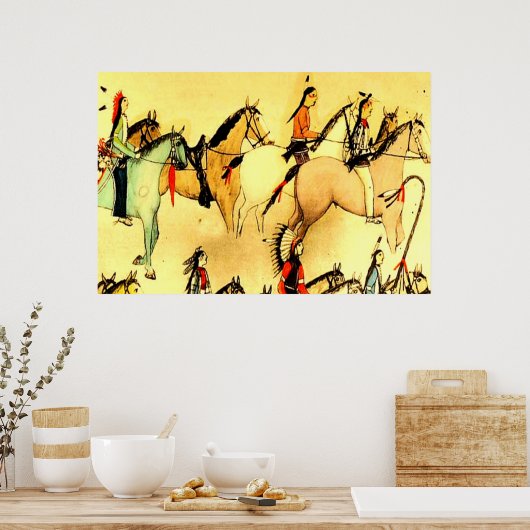 Primitive Amerikanische Ureinwohner Pferde Vintage Poster (Küche)