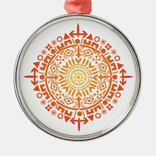 Primitive Art-Sun-Dekoration Silbernes Ornament (Vorne)