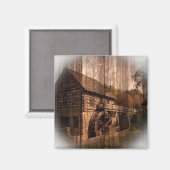 Primitive Barn Wood Bauernmühle Wasserrad Magnet (Vorderseite/Rückseite)