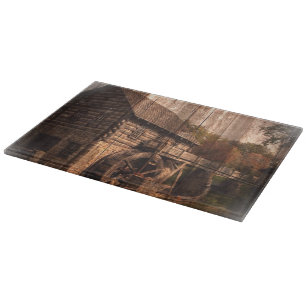 Primitive Barn Wood Bauernmühle Wasserrad Schneidebrett