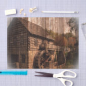 Primitive Barn Wood Bauernmühle Wasserrad Seidenpapier (Handwerk)