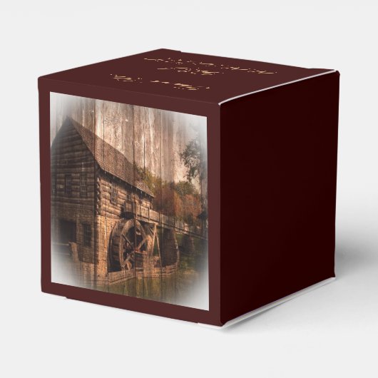 Primitive Barnholz-Hochzeit Geschenkschachtel (Rückseite)