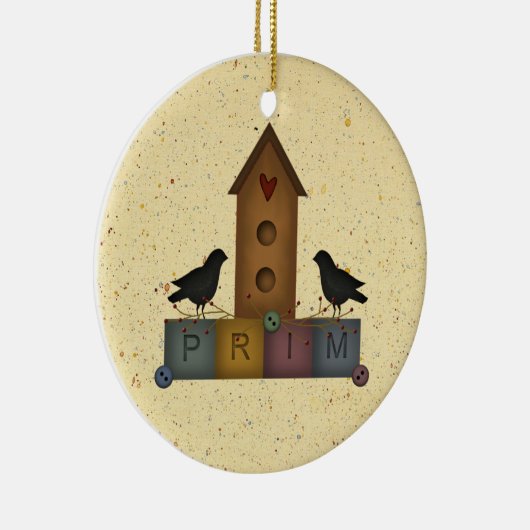 Primitive Birdhouse-Ornament Keramikornament (Rechts)