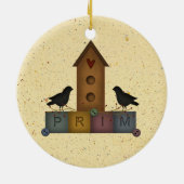 Primitive Birdhouse-Ornament Keramikornament (Hinten)