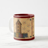 Primitive Birdhouse-Tasse Zweifarbige Tasse (Vorderseite Links)