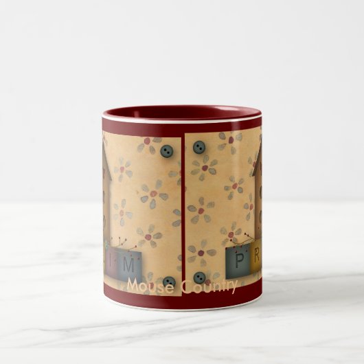 Primitive Birdhouse-Tasse Zweifarbige Tasse (Mittel)