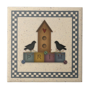 Primitive Birdhouse Tile Fliese