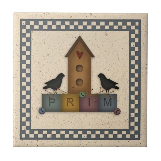 Primitive Birdhouse Tile Fliese (Vorderseite)