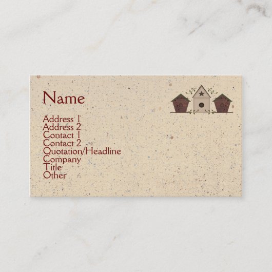 Primitive Birdhouses Business Card Visitenkarte (Vorderseite)
