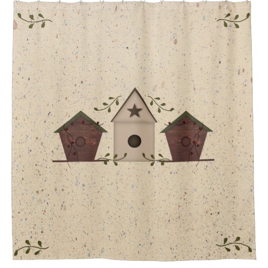 Primitive Birdhouses Duschvorhang (Vorderseite)